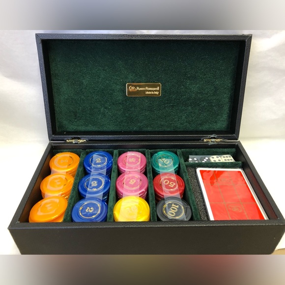 Renzo Romagnoli Luxury Leather Small Poker Set Made in Italy - Picture 2 of 6